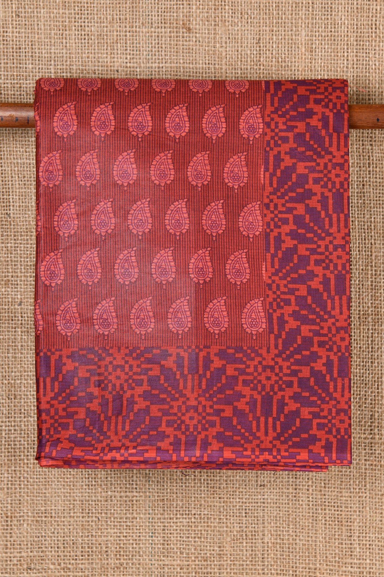  Paisley Design Reddish Brown Ahmedabad Cotton Saree 