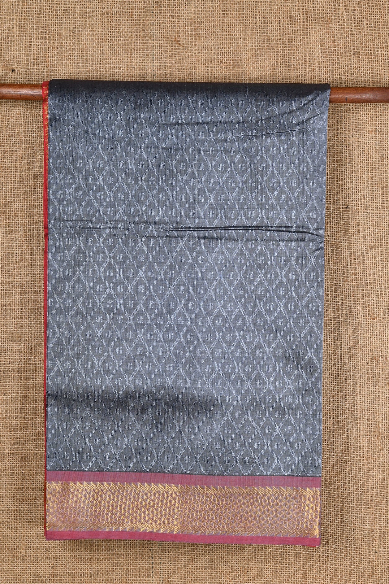  Paisley Motif Grey Silk Cotton Saree 