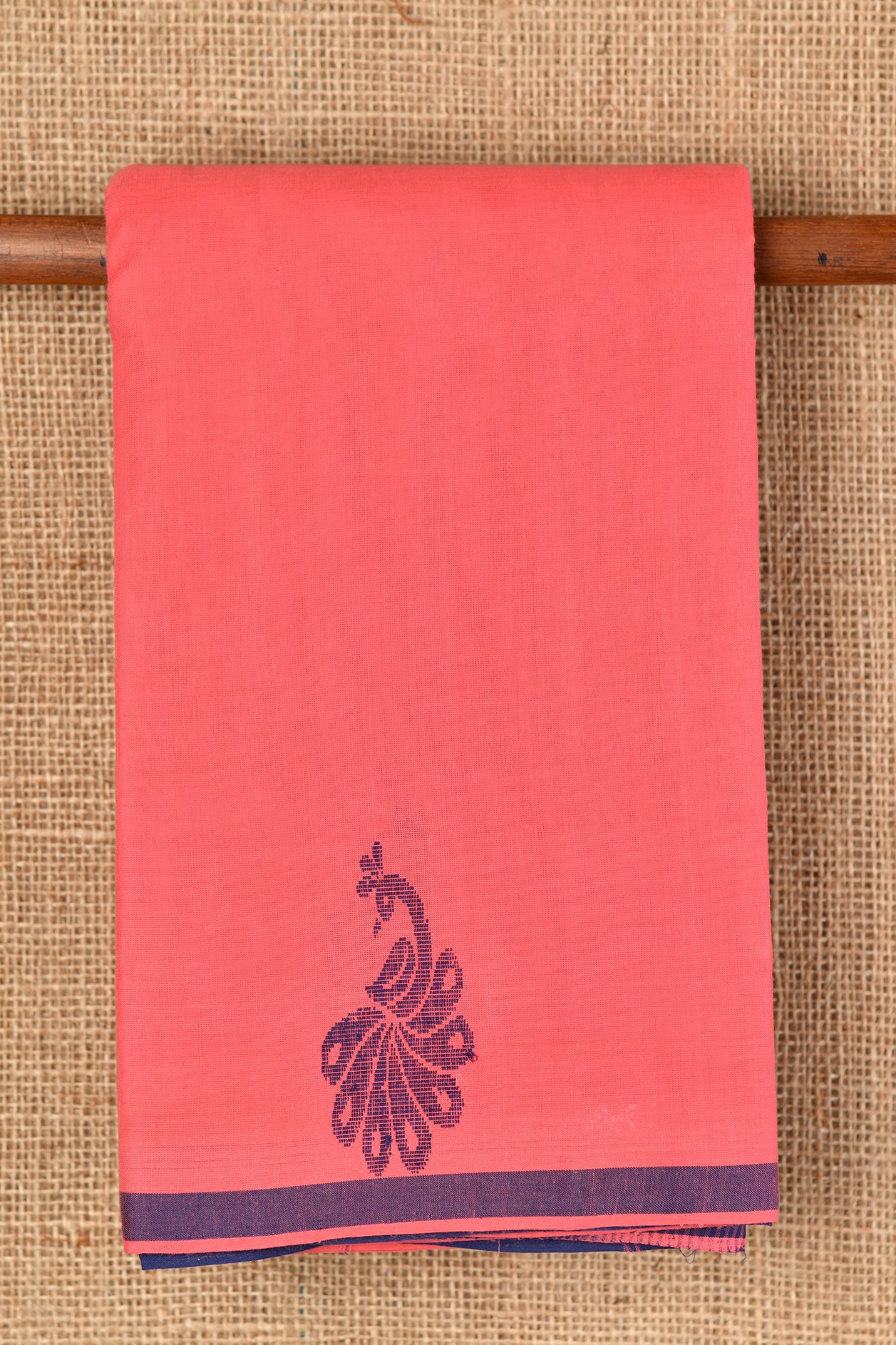  Peacock Motif Pink Kanchi Cotton Saree 