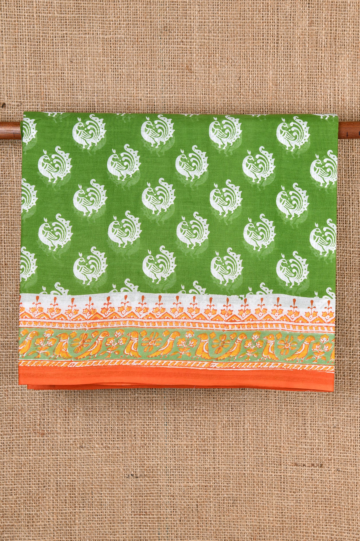  Peacock Motif Green Hyderabad Cotton saree 