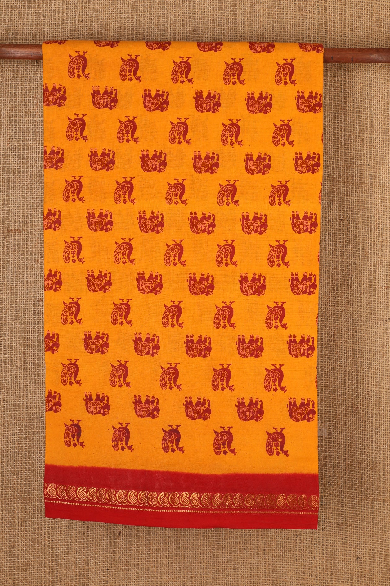  Peacock Motif Yellow Sungudi Cotton Saree 