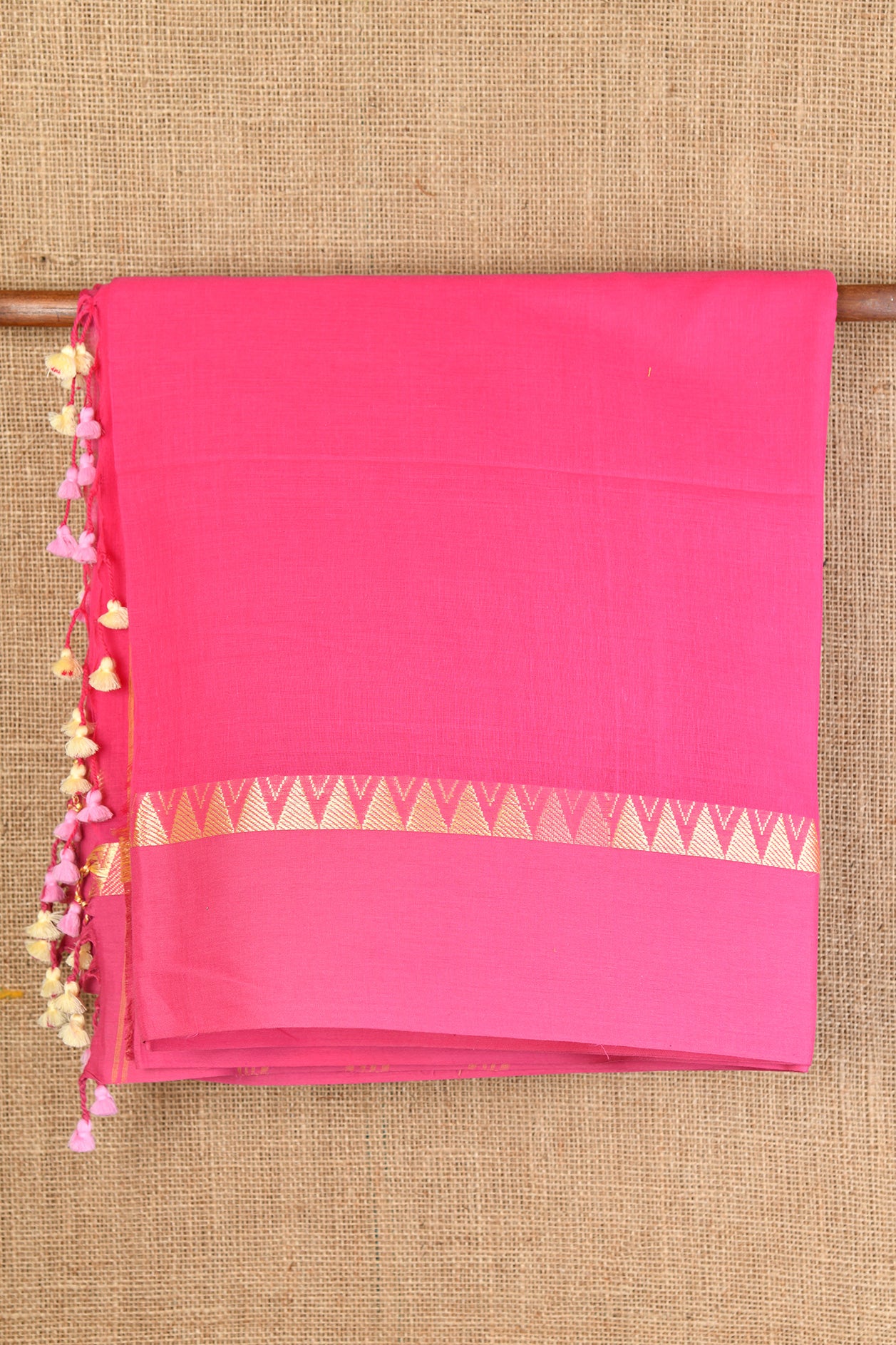  Temple Border Pink Bengal Cotton Saree 