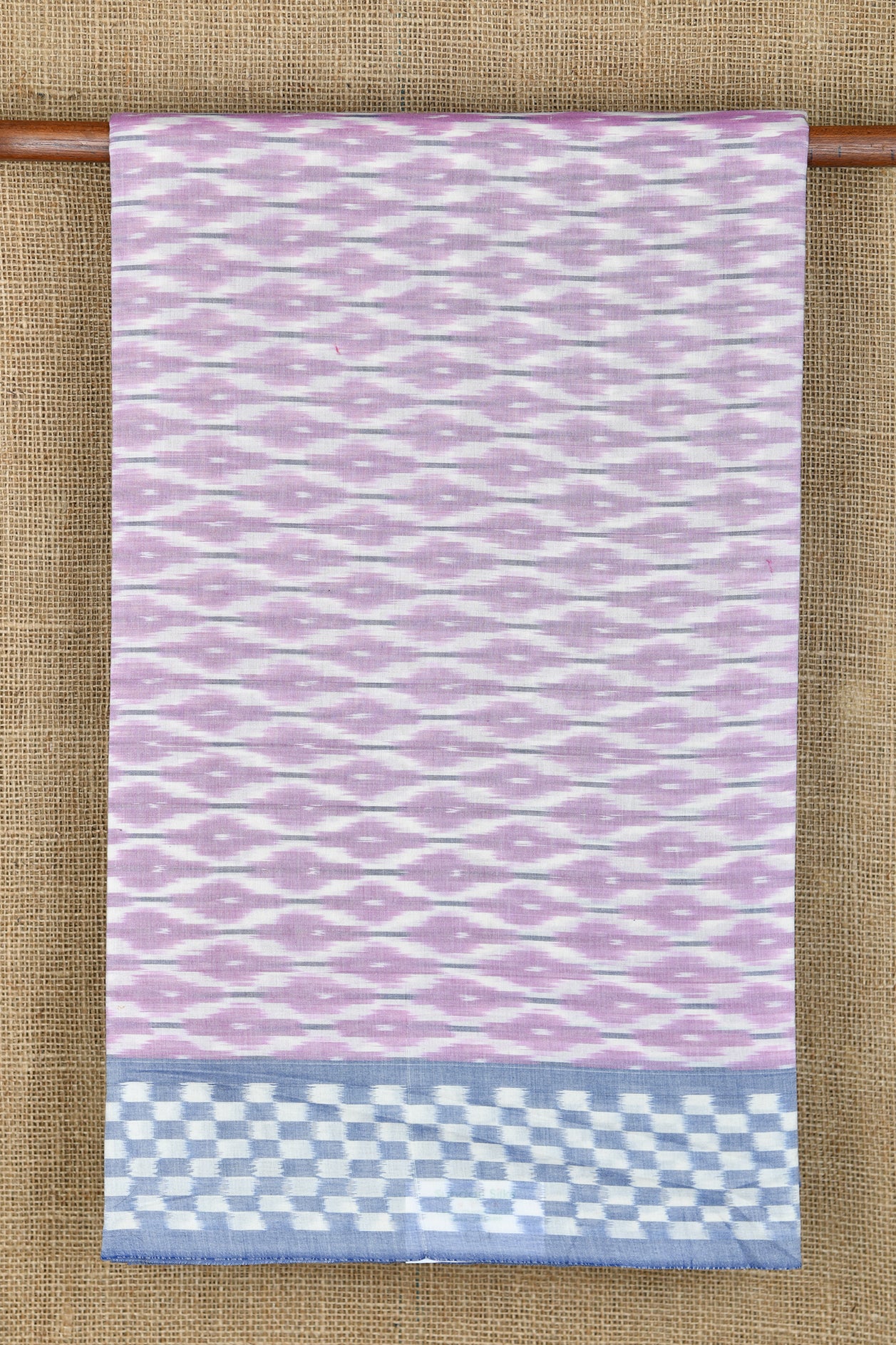  Geometric Pattern Dusty Lavendar Pochampally Cotton Saree 