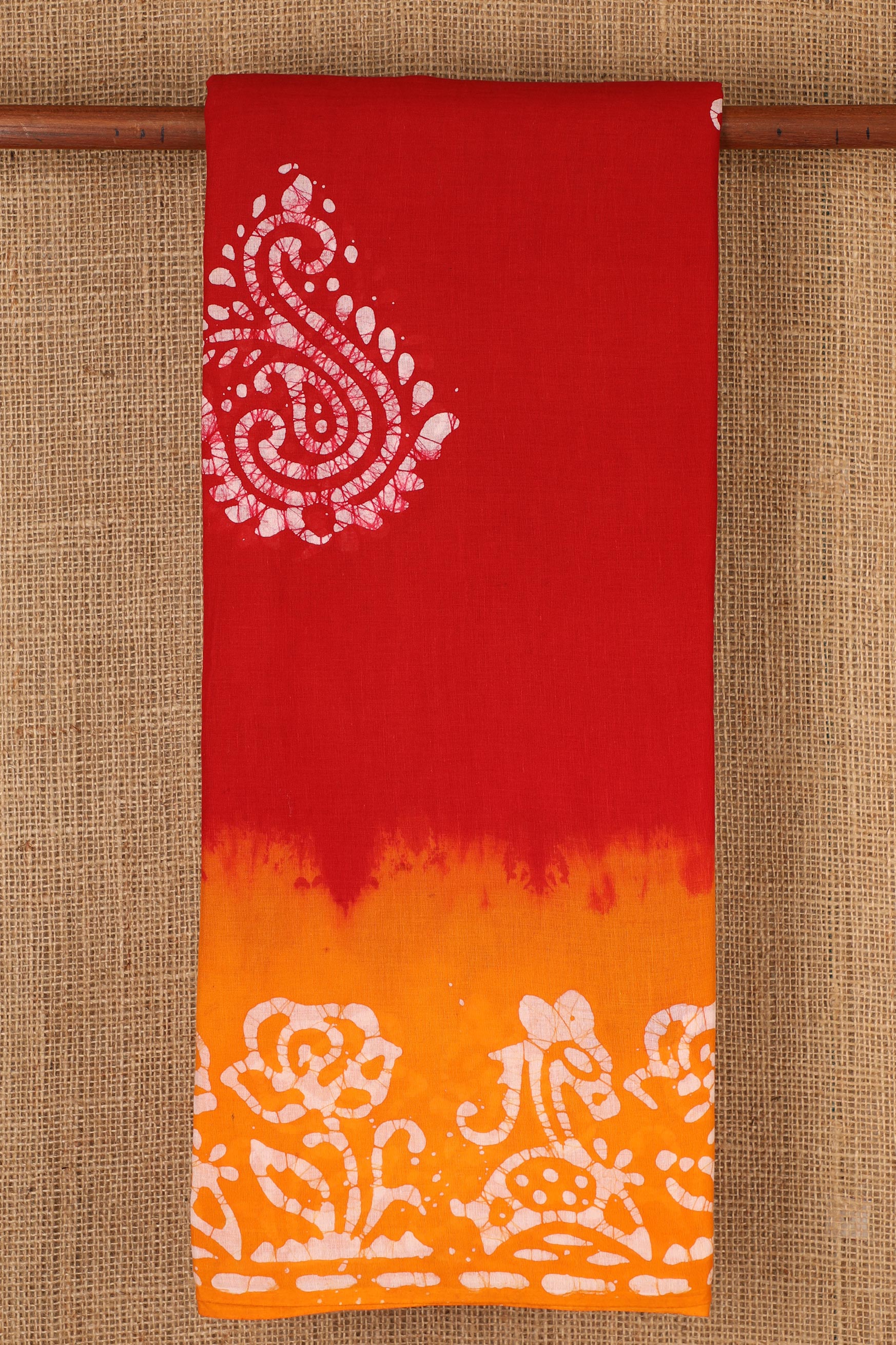  Red Batik Cotton Saree 