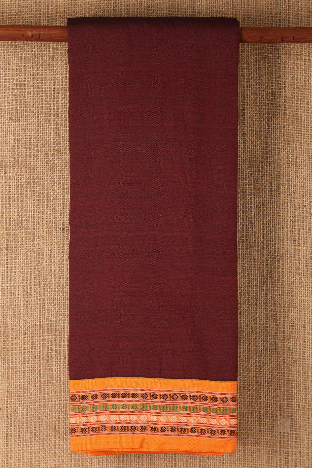  Rudraksh Motif Border Maroon Dharwad Cotton Saree 