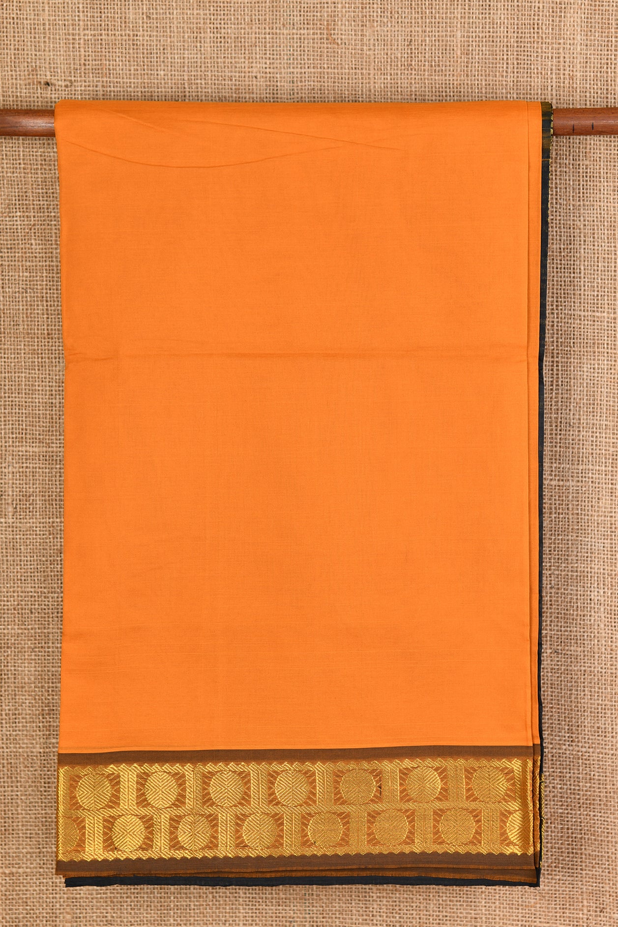  Rudraksh Running Border Marigold Orange Poly Cotton Saree 