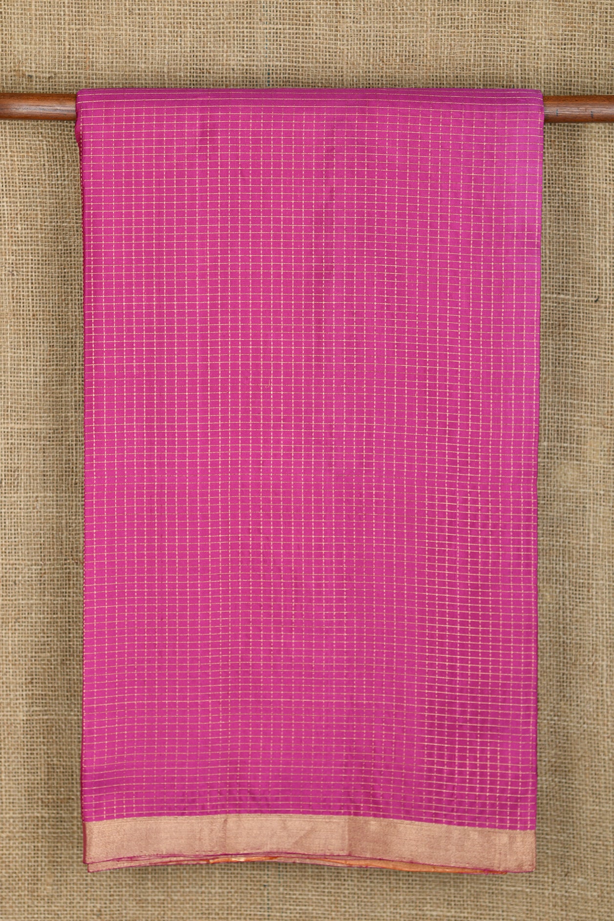  Bavanchi Border With Zari Checks Magenta Pink Soft Silk Saree 