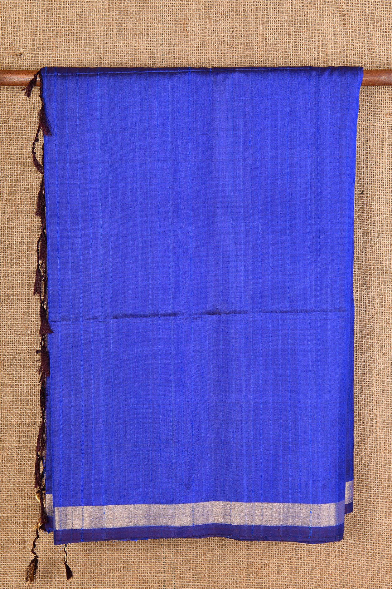  Striped Blue Plain Silk Saree 