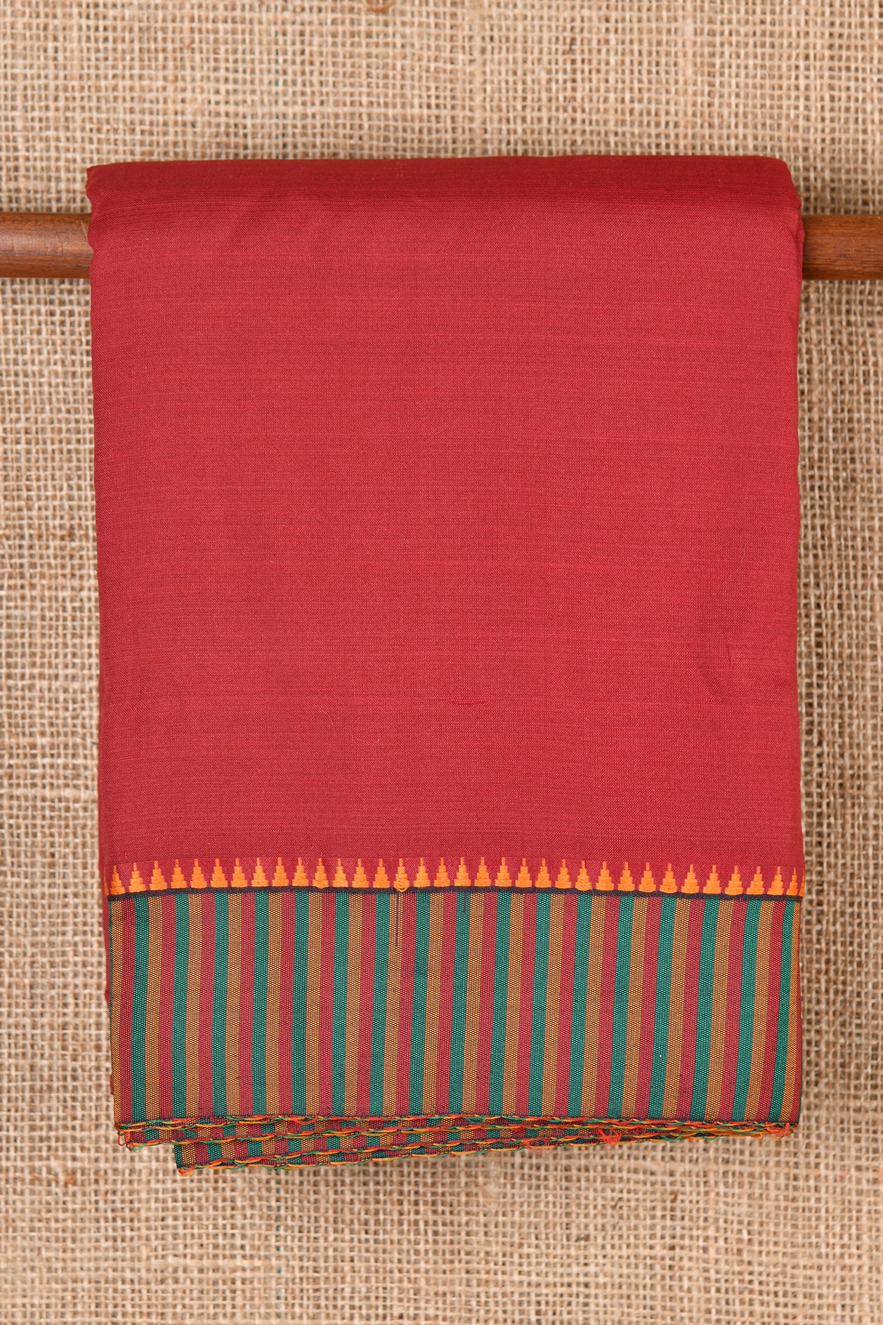  Striped Border Maroon Dharwad Cotton Saree 