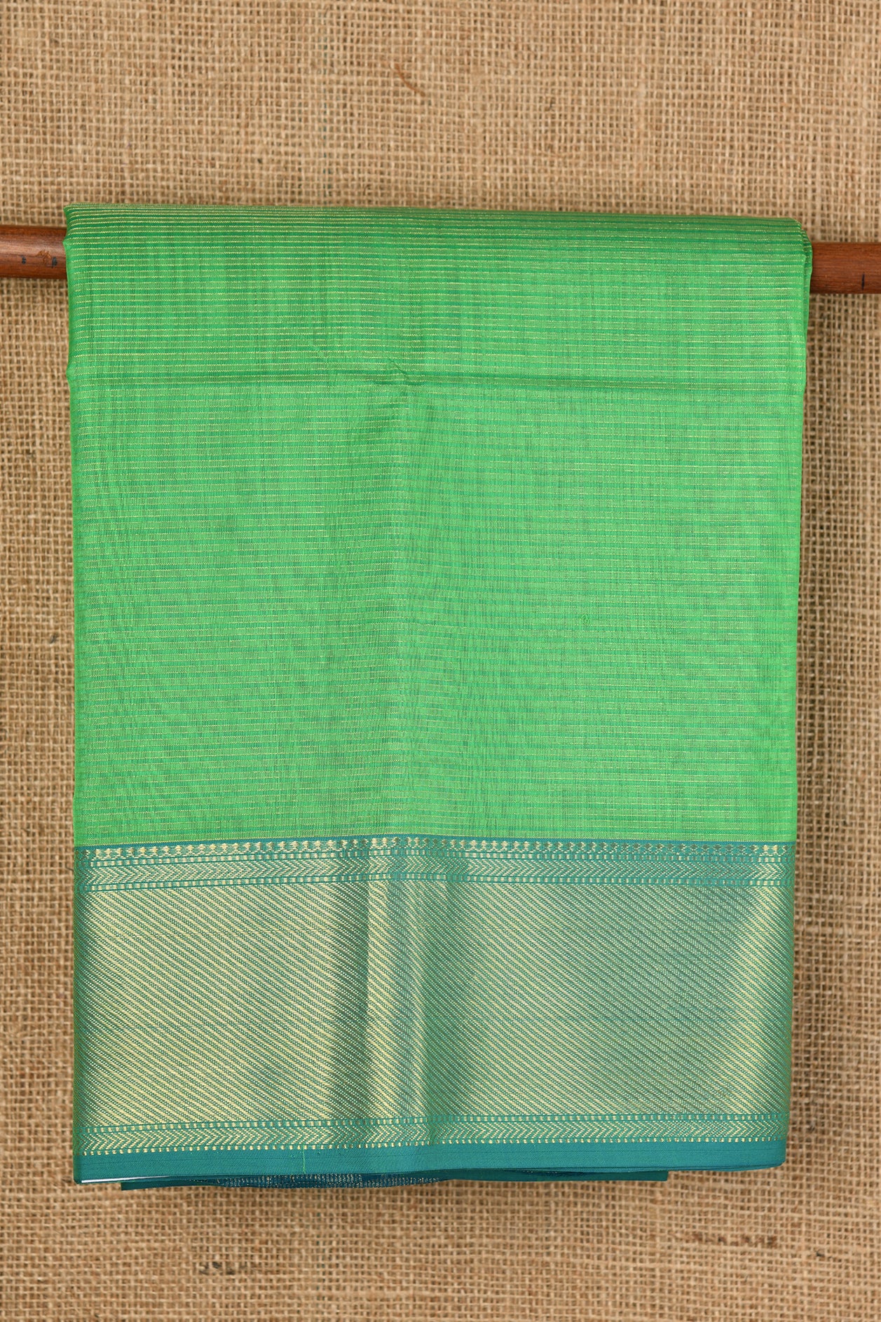  Stripes Green Maheshwari Silk Cotton Saree 