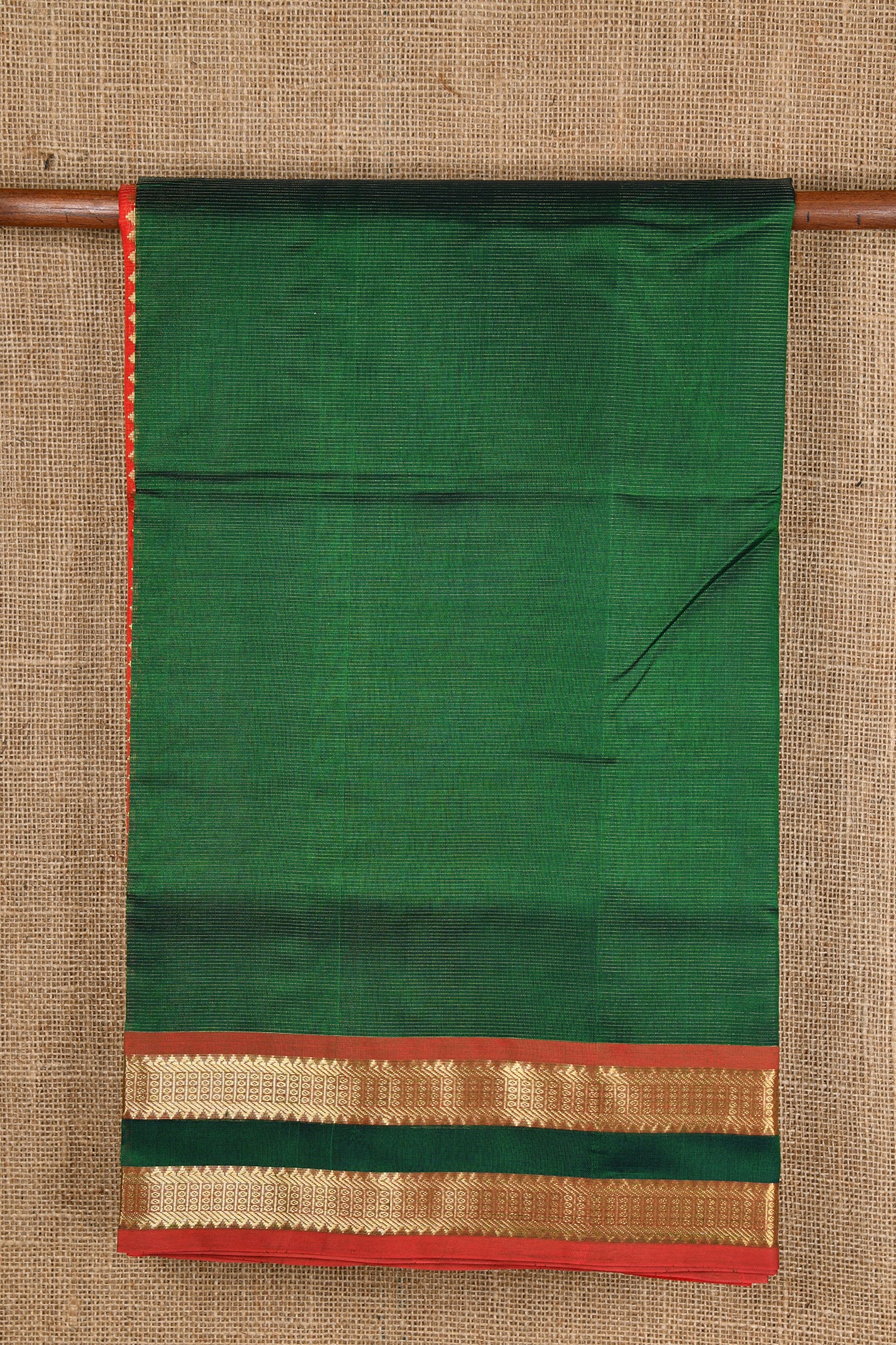  Stripes Green Silk Cotton Saree 