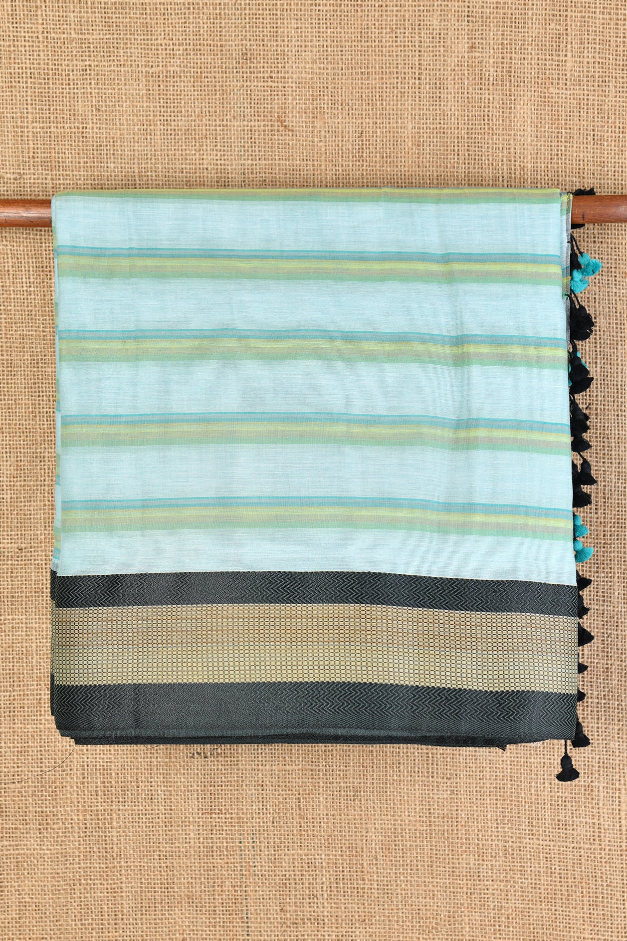  Stripes Light Blue Bengal Cotton Saree 