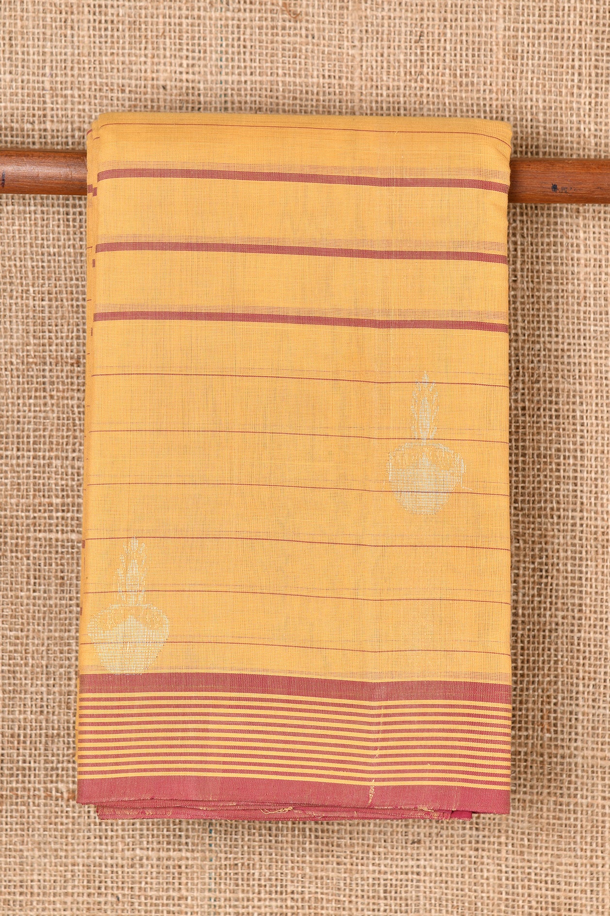  Striped Light Coffee Brown Kanchi Cotton Saree 