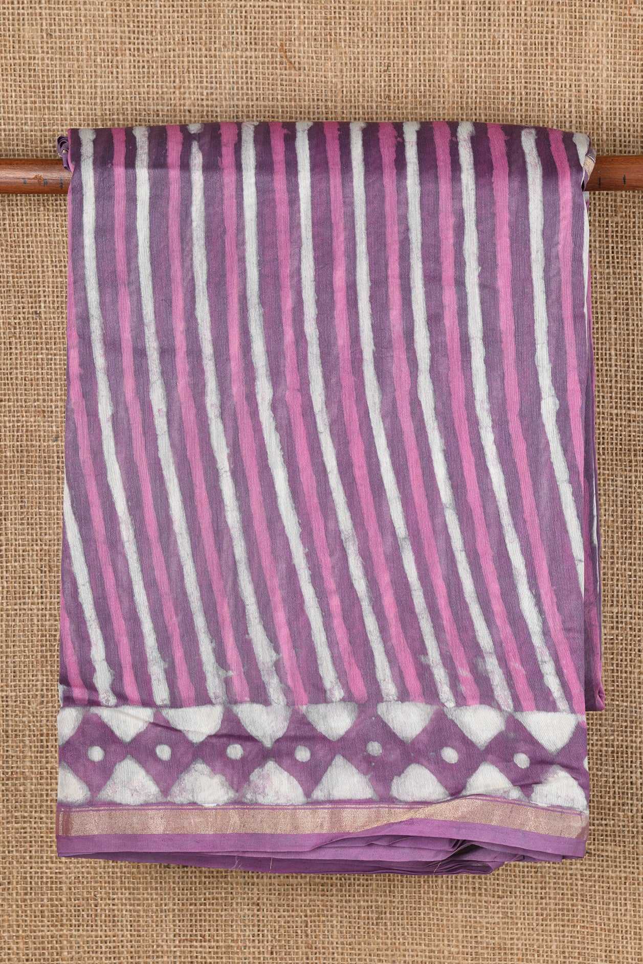  Striped Onion Pink Maheshwari Cotton Saree 