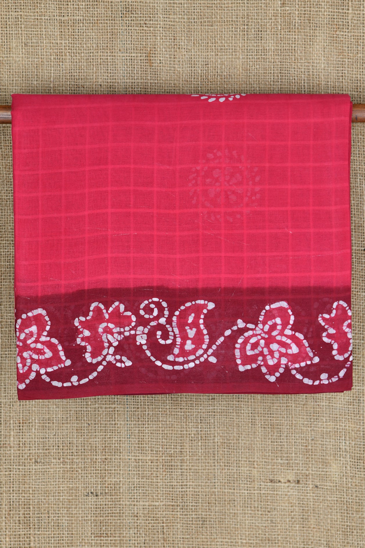  Floral Border Design Hot Pink Sungudi Cotton Saree 