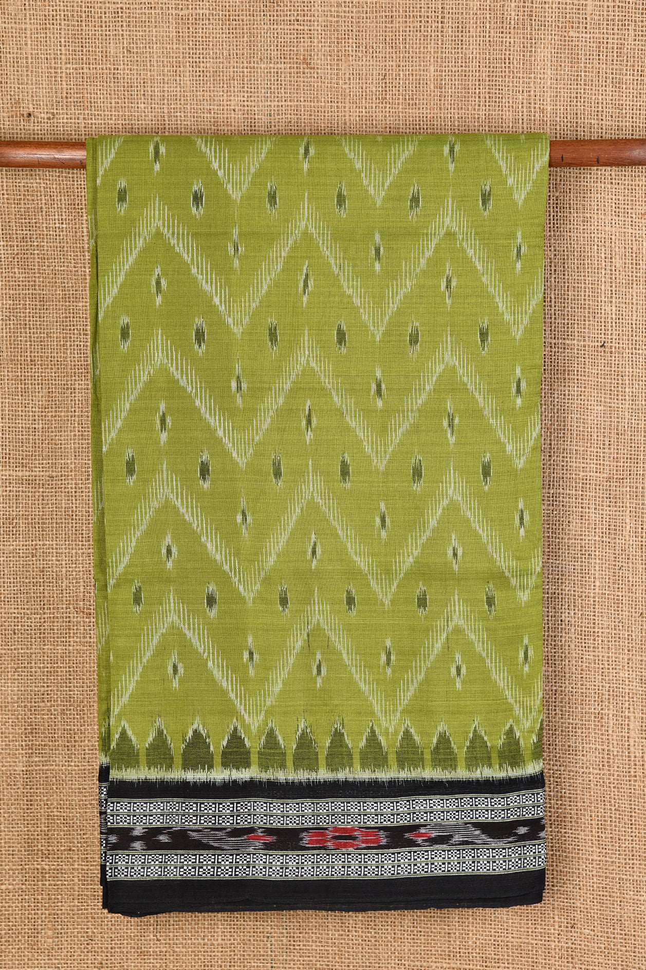  Temple Border Green Odisha Ikat Cotton Saree 