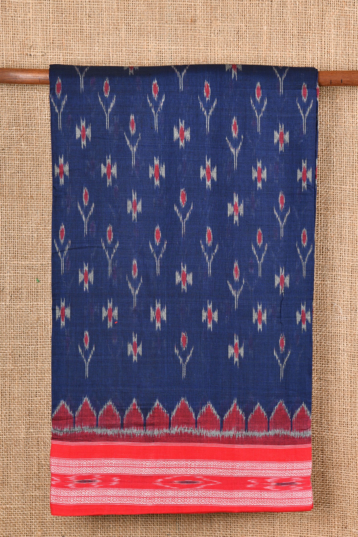  Temple Border Odisha Blue Ikat Cotton Saree 