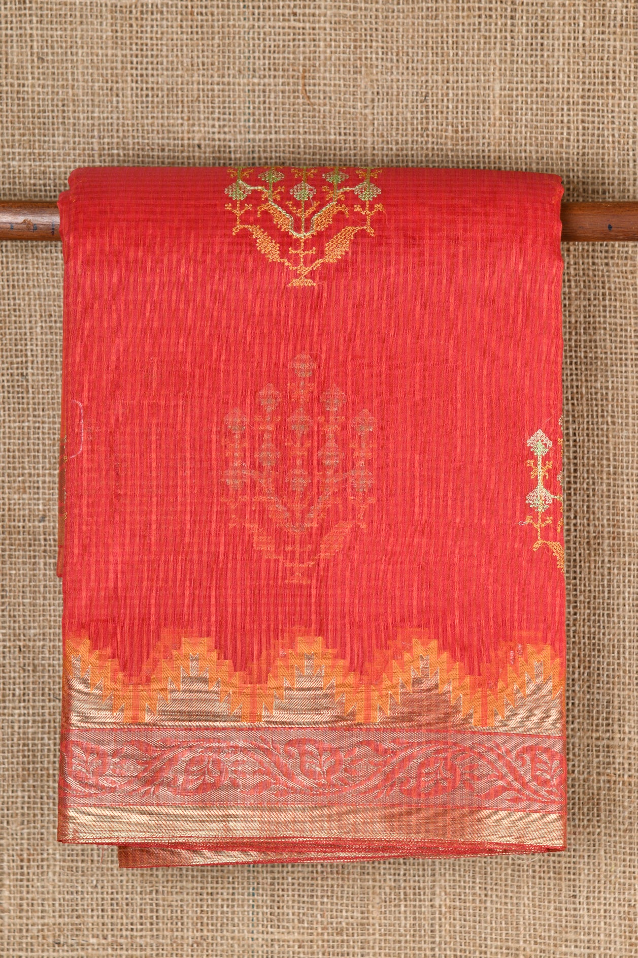  Temple Border Red Kota Cotton Saree 