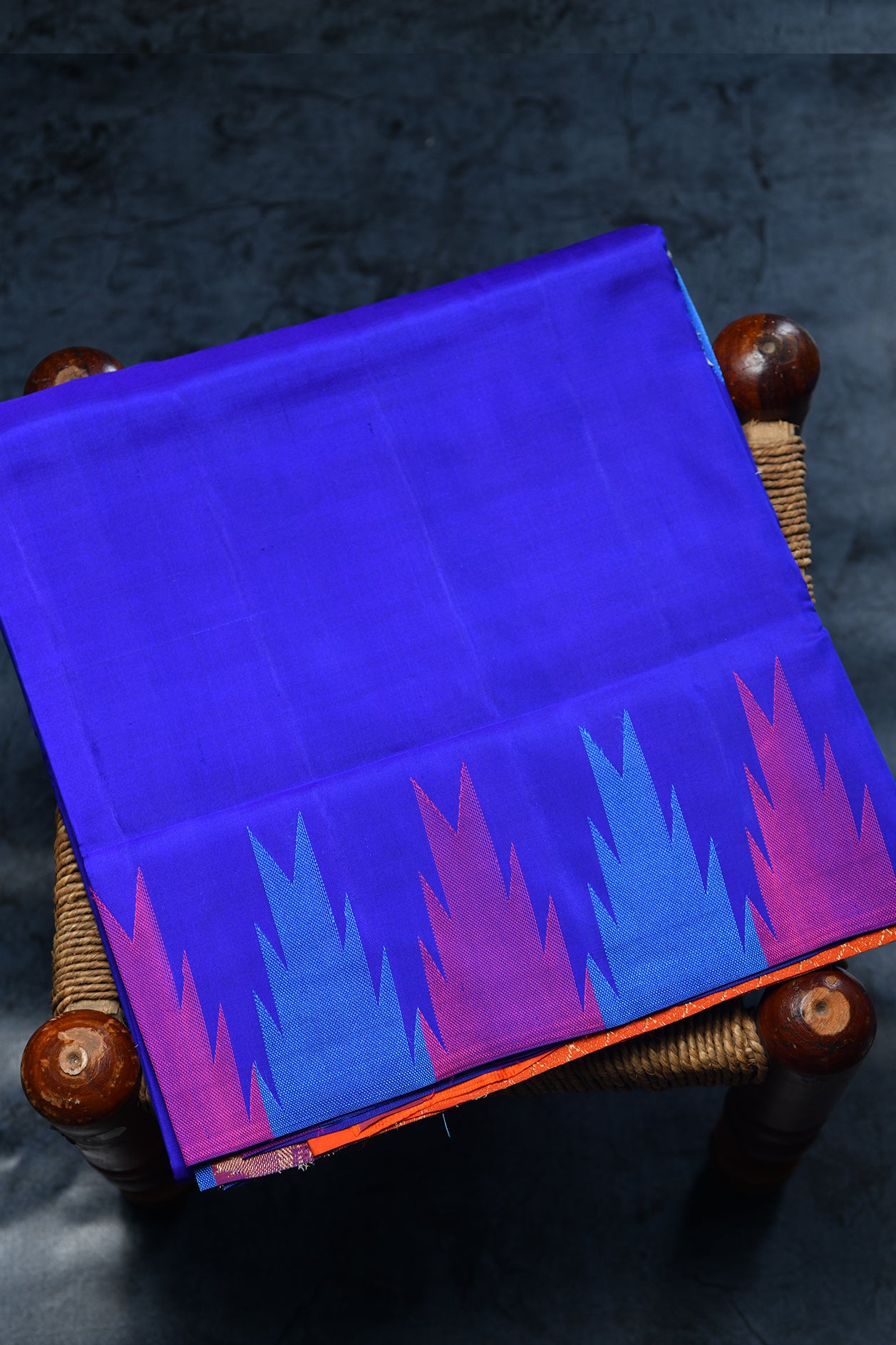  Thread Work Temple Border Blue Soft Silk Saree 