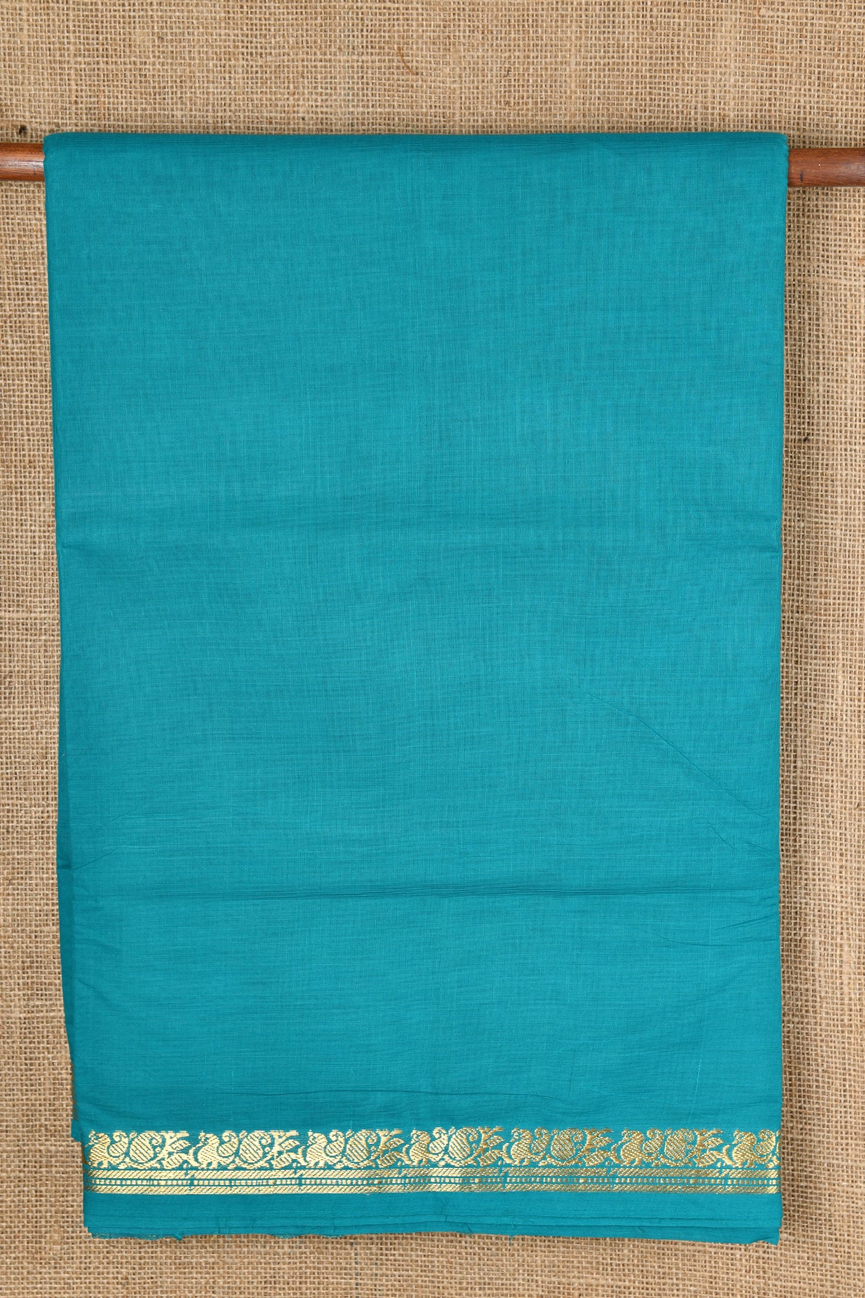  Turquoise Blue Chettinadu Cotton Nine Yards Saree 