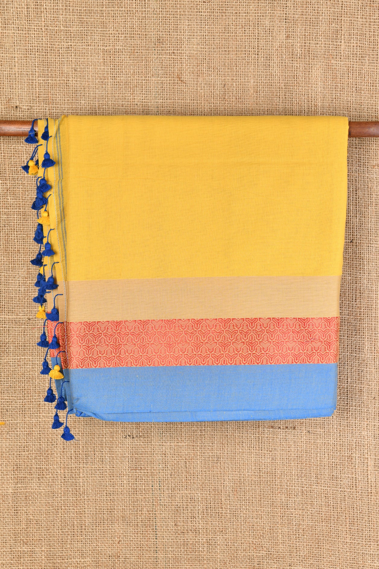  Contrast Border Yellow Bengal Cotton Saree 