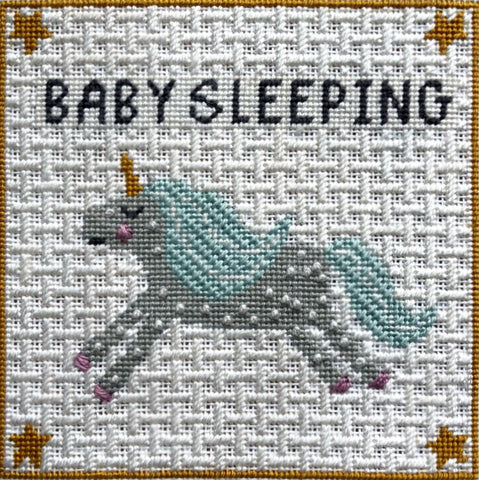 Baby Sleeping needlepoint kit with open stitch background