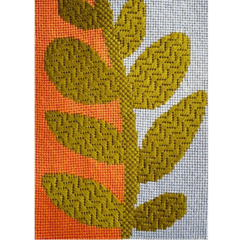 Botanical Leaf needlepoint kit on 14 count canvas