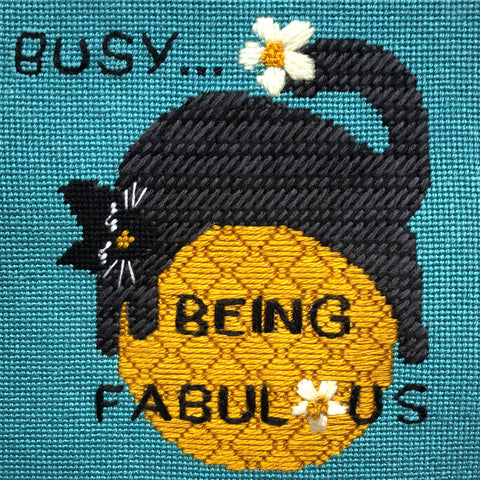 Needlepoint lettering using a back stitch