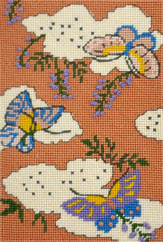 French knots on a Butterflies needlepoint kit