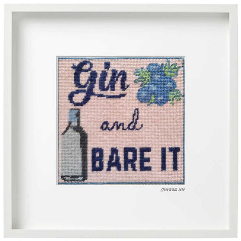 Gin and Bare It needlepoint kit with spaces for small stitches