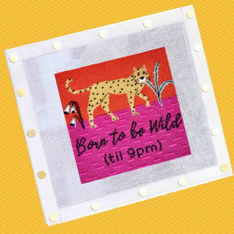 Born To Be Wild needlepoint kit on a frame