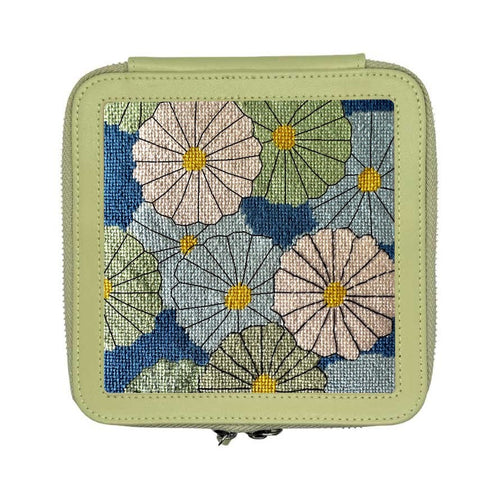 Parasols needlepoint kit with surface embroidery back stitch