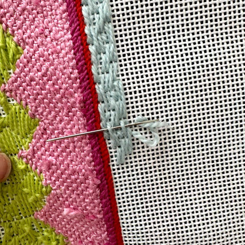 weaving needlepoint thread ends to secure them