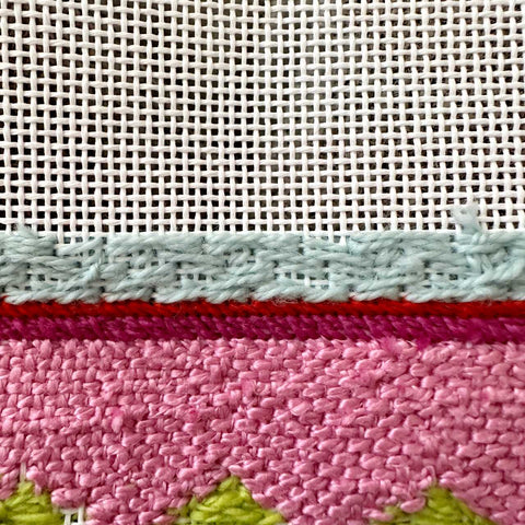 How to secure needlepoint thread ends on decorative stitches