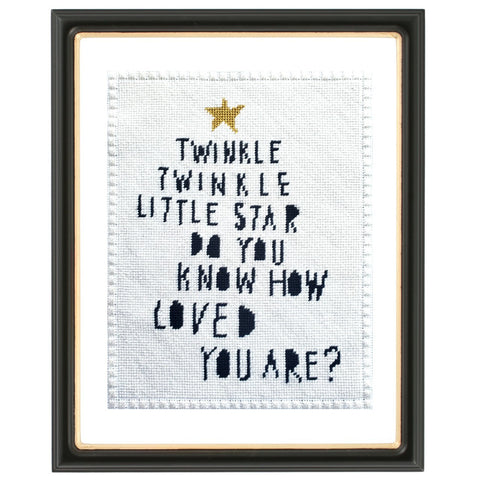 Twinkle Twinkle needlepoint with a Scotch Stitch border