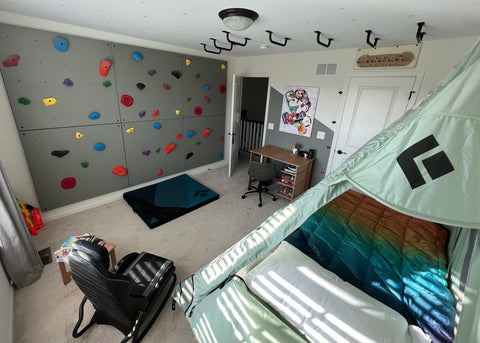 climbing wall in a kids room