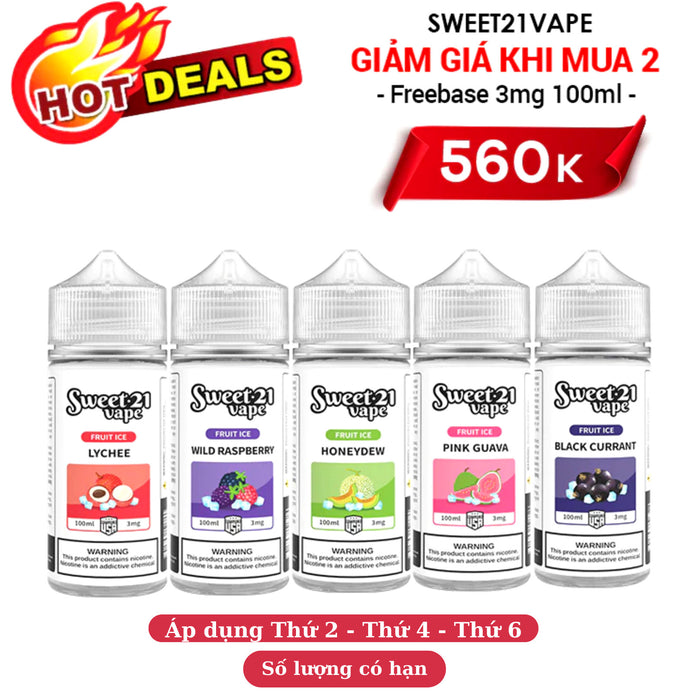 Combo E-Juices Sweet 21 3MG Vape - Tinh Dầu Vape Mỹ