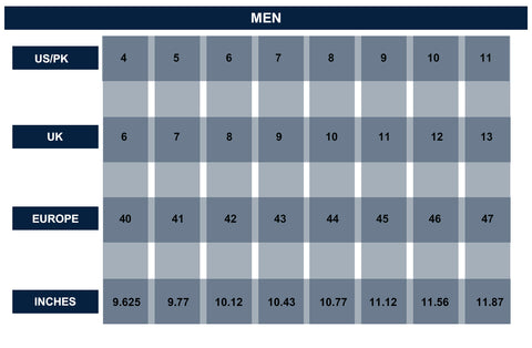 Mens size chart