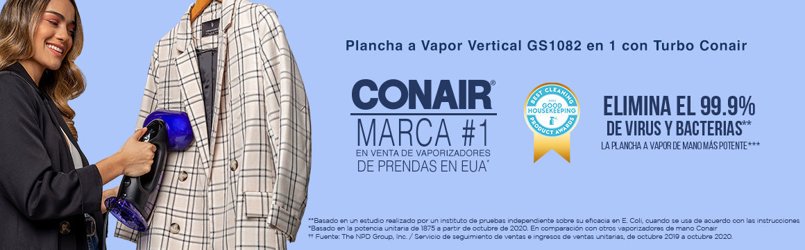 más terrorismo Virgen Plancha a Vapor Vertical GS108 2 en 1 con Turbo Conair | ConairStore