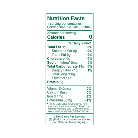 Reed's Ginger Beer Nutrition Label