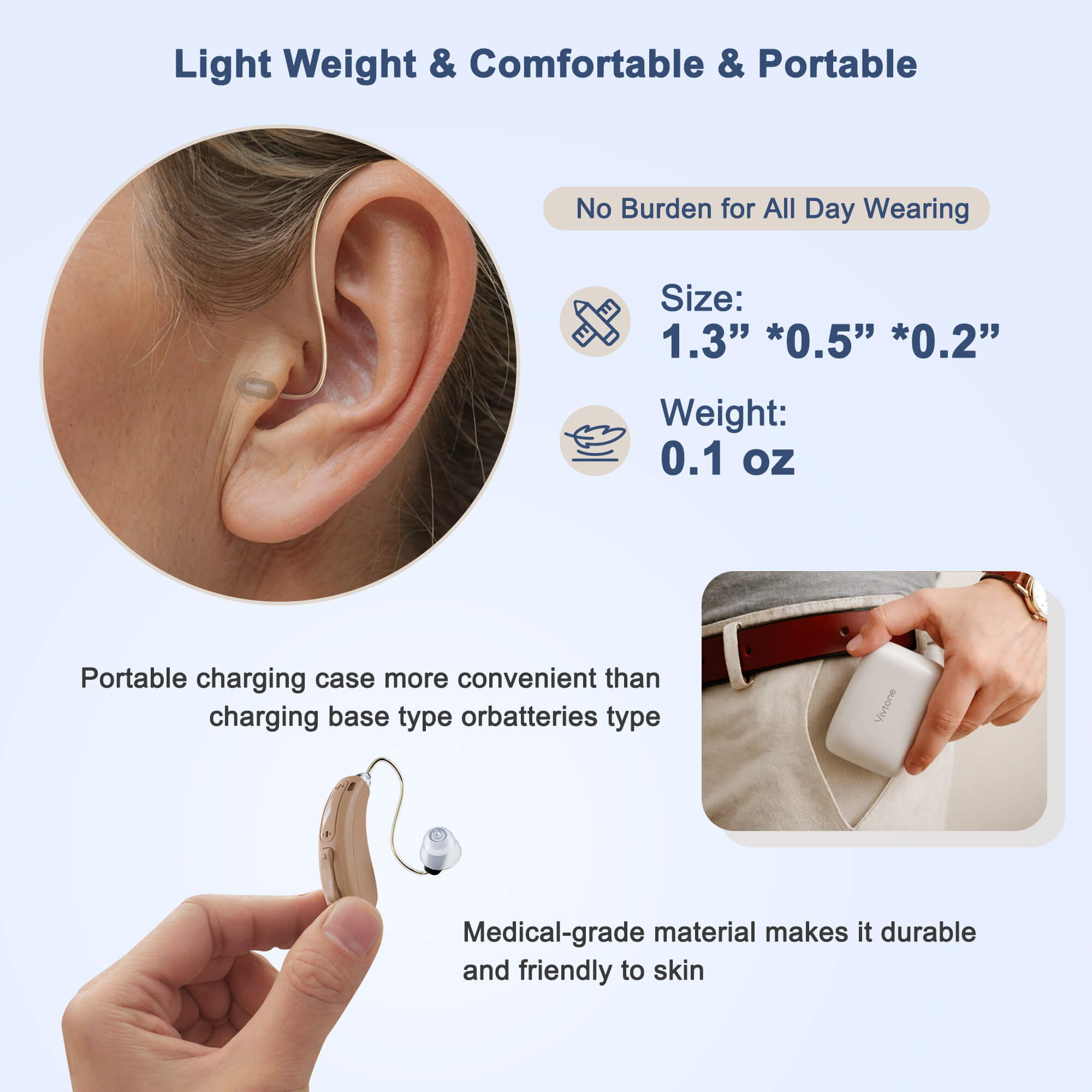 7. vivtone lucid516 ric hearing aids-light weight and comfortable