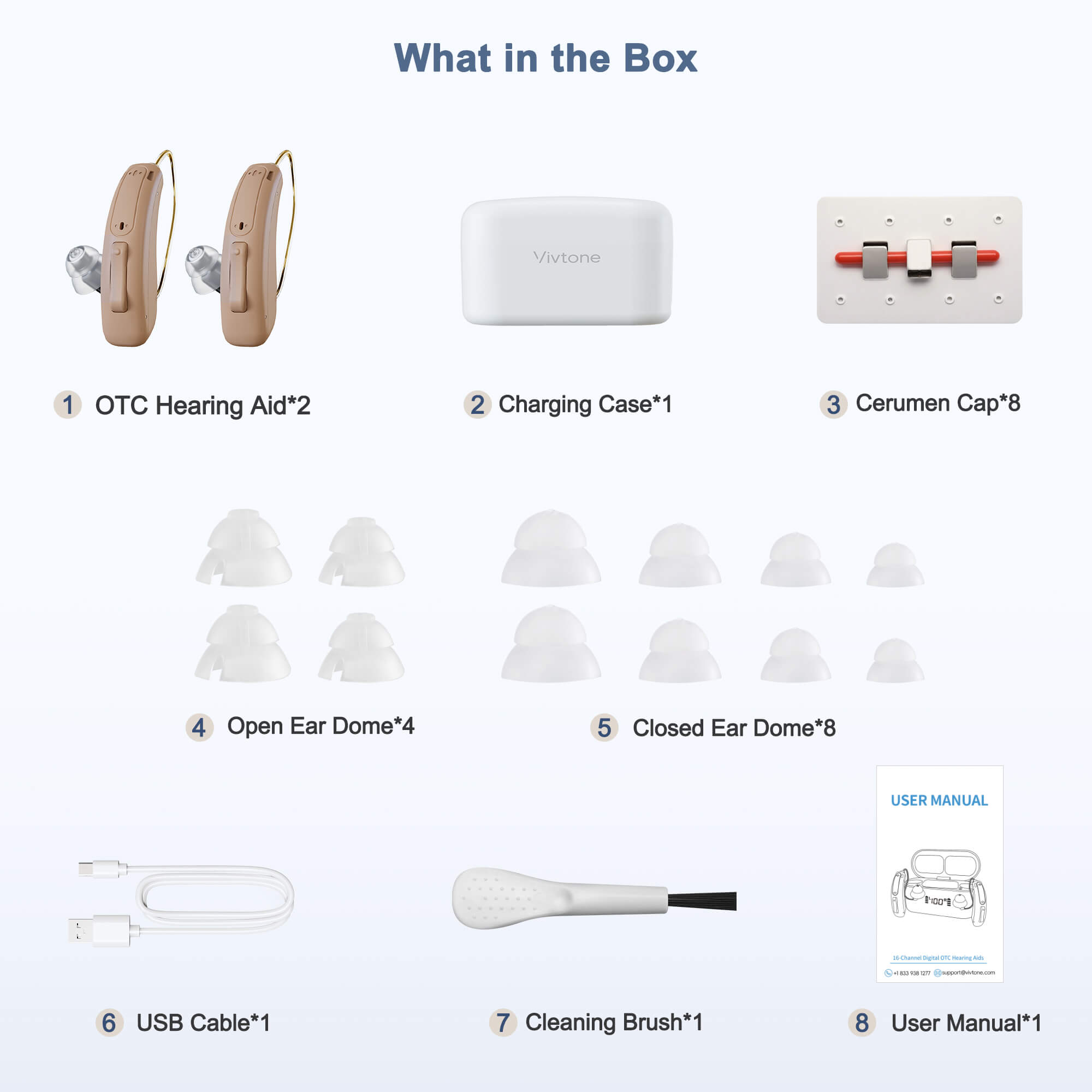 8. vivtone lucid516 ric hearing aids-package