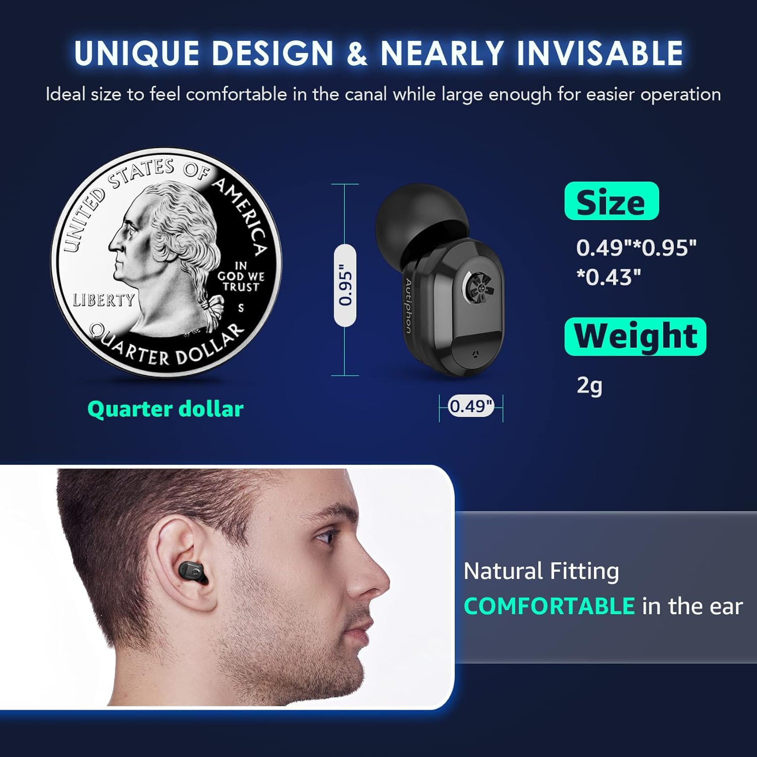 Autiphon U02 ITC rechargeable hearing aids-unique design