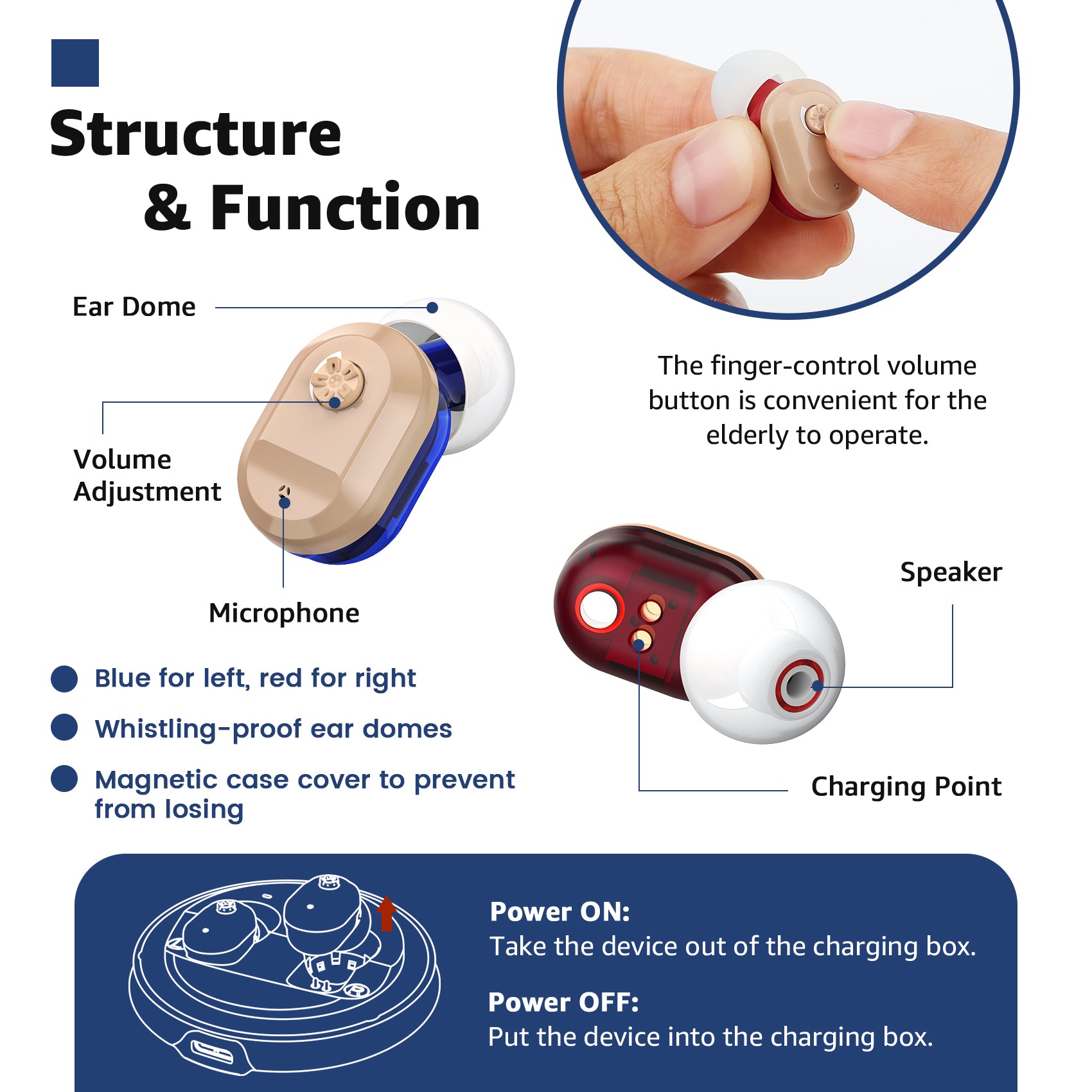 Autiphon U03 ITC rechargeable hearing aids-easy operation