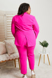 GeeGee Wall Street Full Size Bra, Blazer, and Pants Set in Pink
