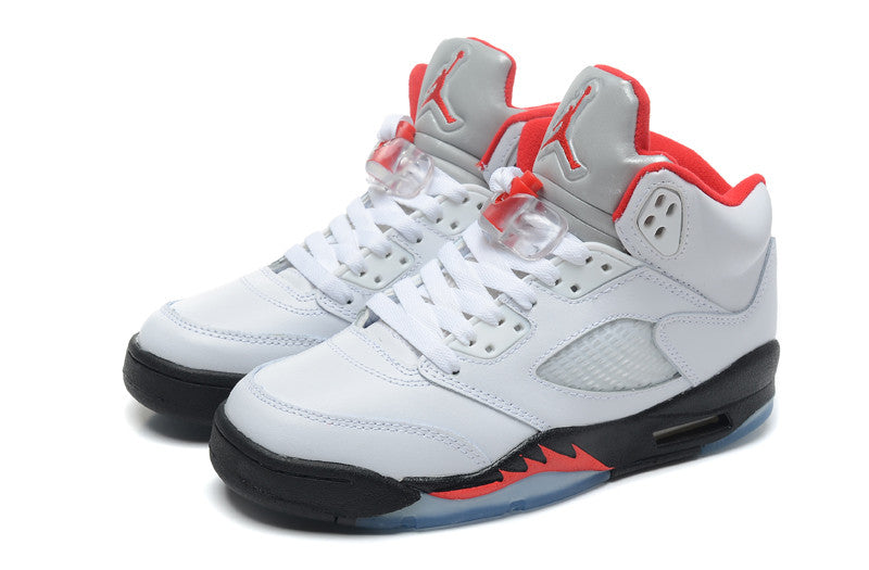 white and red jordan 5