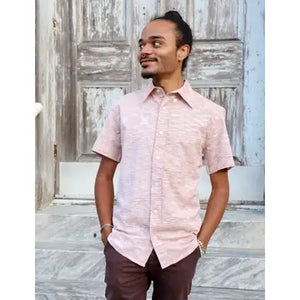 Salmon Ikat Button Down Shirt - Flavours of Life