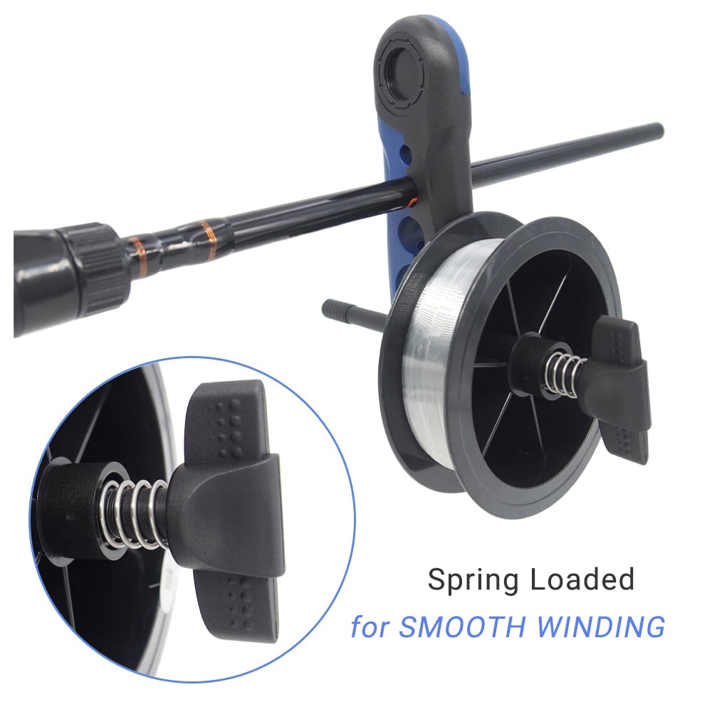 Fishing line winder with inset spring