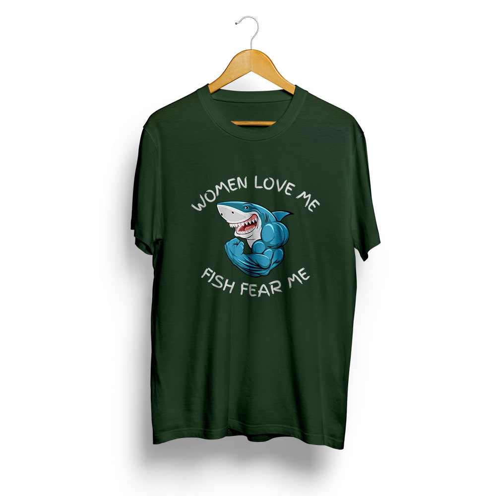 Soft and comfortable green cotton fishing tshirt