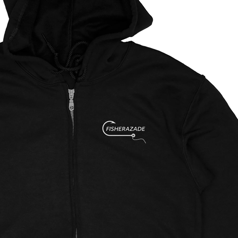 Full zip fishing hoodie with Fisherazade logo